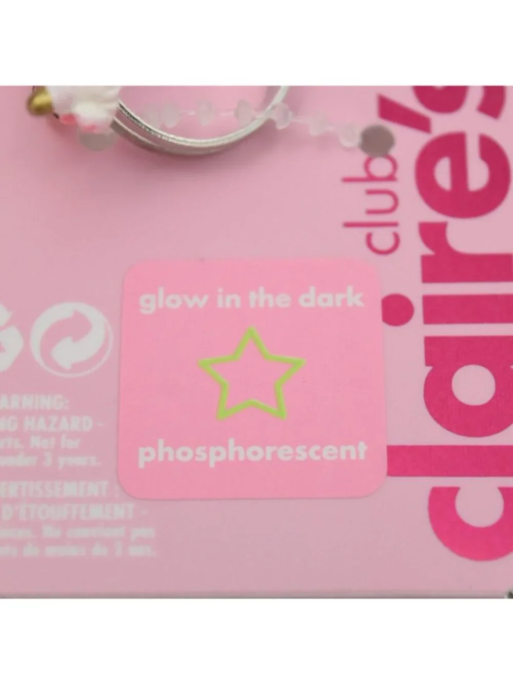 Claires Club Unicorn Jewelry Set Necklace Bracelet Ring Pink Glow in the Dark